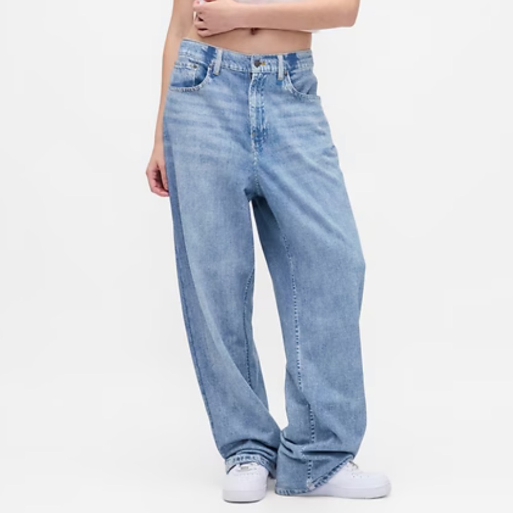 Gap × BÉIS Knit Denim Baggy Jeans, XS, Light blue shadow